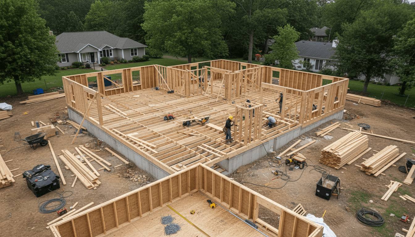Builder walking through a new construction site